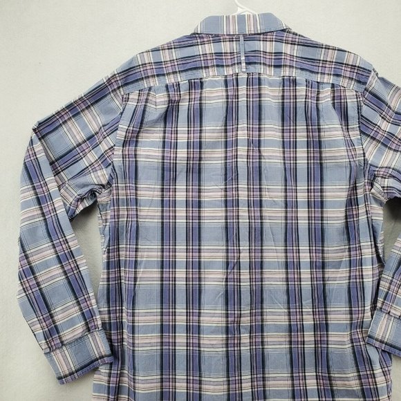 Banana Republic Shirt Men's Long Sleeve Button Up Plaid Oxford Purple XL - Picture 11 of 12